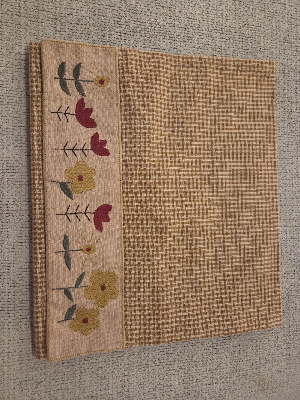 Embroidered Floral Gingham Table Runner